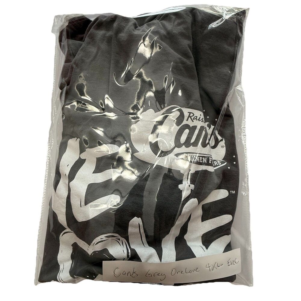 Raising Cane’s One Love Crew Employee T-Shirt Grey 4XL District Cotton EUC - Picture 7 of 7